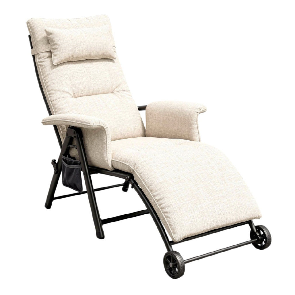 Adjustable Reclining Lounge Chair with Pillow and Storage Pocket