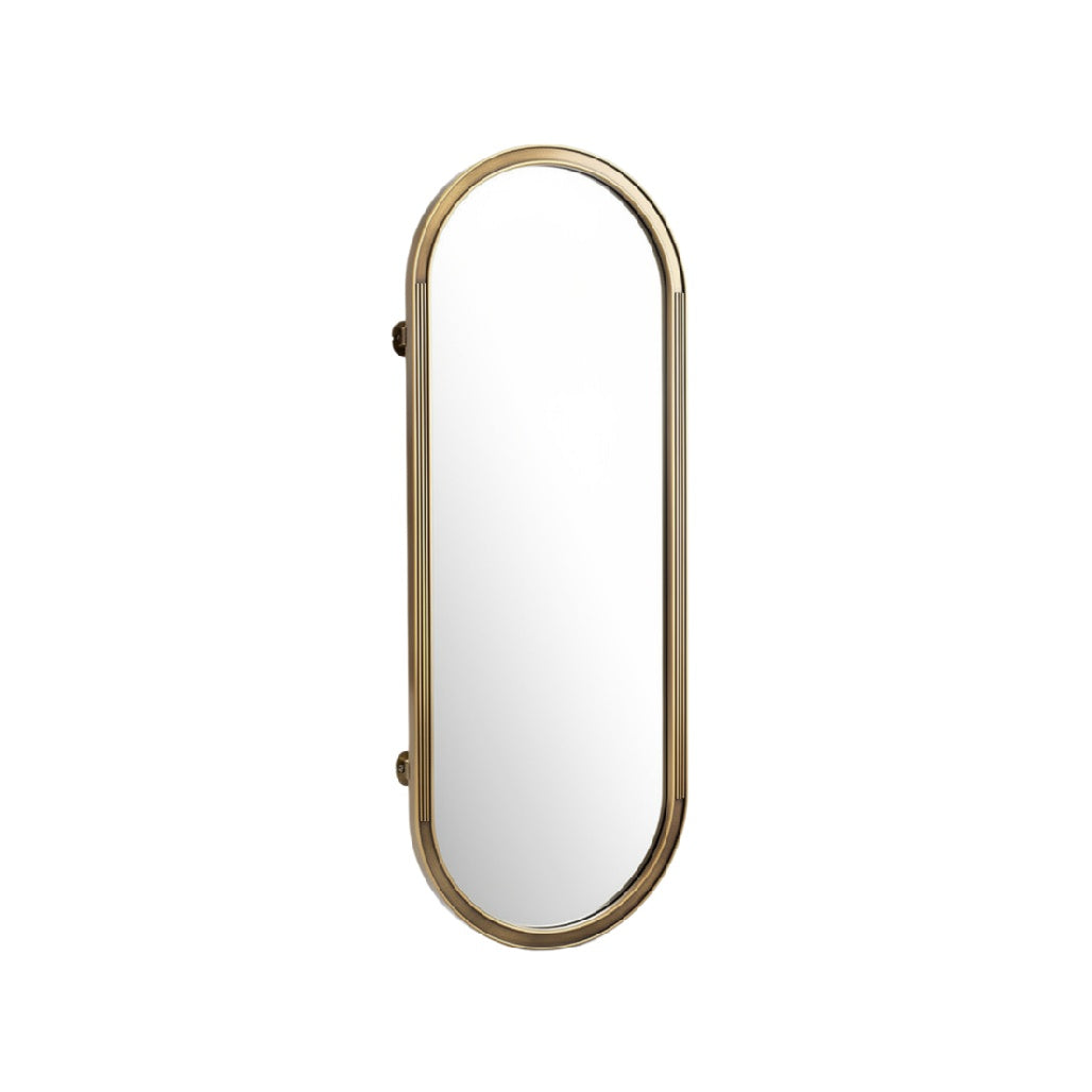 Elegant Oval Wall Mirror with Brass Frame